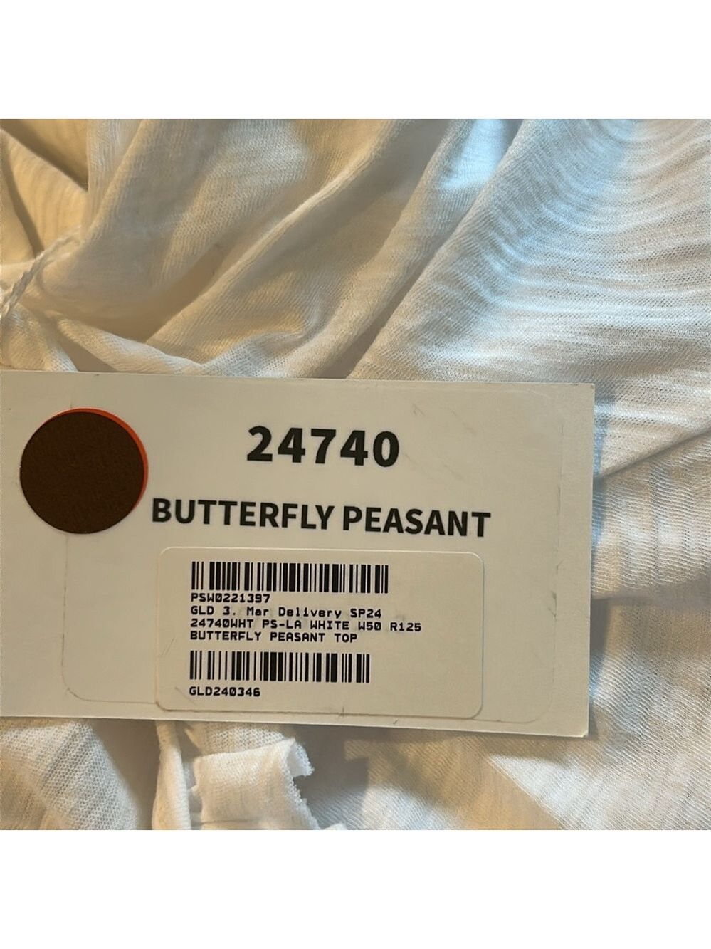 NWT Goldie Lewinter Butterfly Peasant Ruffle Sleeve White 100% Cotton Tee Small - Picture 8 of 10